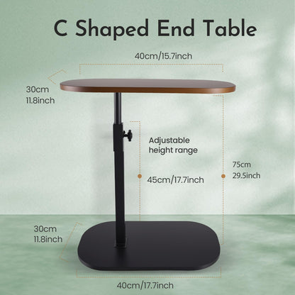 C-Shaped Side End Table, Adjustable Height Sofa Side Table, 360 Degree Rotating TV Tray, Perfect for Small Spaces, Sliding Rotating Bedside Table