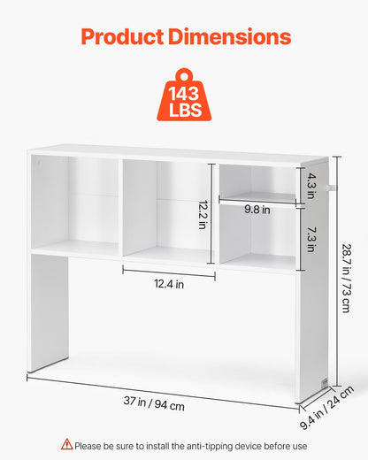 VEVOR Desktop Bookshelf, 1-Tier Desktop Storage Organizer, 37" x 9.4" x 28.7" Office Storage Rack Wood Display Shelf