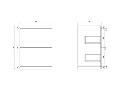 VeeBath COM600 Maye High Gloss White Waterproof VanityBasin Cabinet Furniture Unit with 2 Box Drawers & Ceramic Basin-600mm