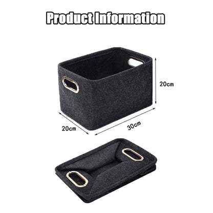 Kaizuca 2 Piece Felt Fabric Baskets, Toy Organiser Cube, Felt Storage Box, Foldable, with Two Handles, for Clothes, Towel, Toiletry, Baby Products
