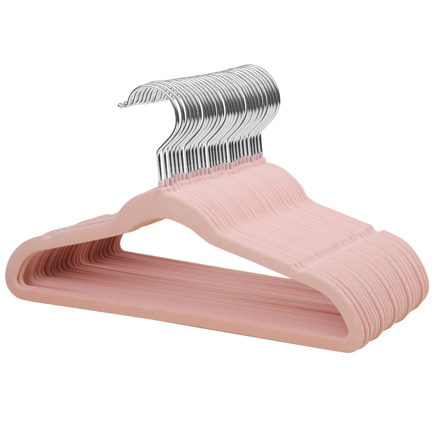 ManGotree 14 Inch Kids Velvet Hangers Felt Children's Hangers 32 Pack Pink