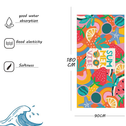 DJDEA Fruits Microfibre Beach Towel 90x180cm, Soft Quick Dry Sandproof Adults Swim Towel with Net Bag for Beach Pool Spa Gym