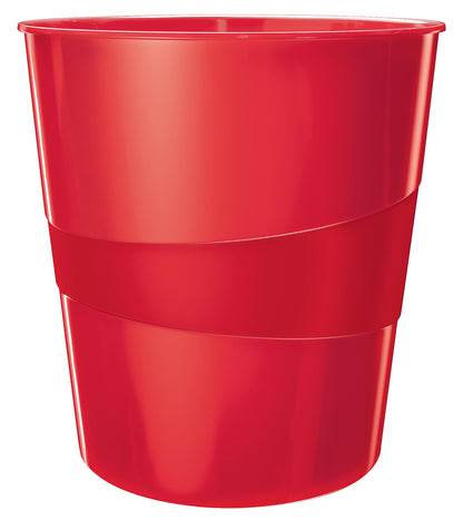 Leitz Wow 15 Litre Waste Bin, Red Bin, Plastic, 52781026