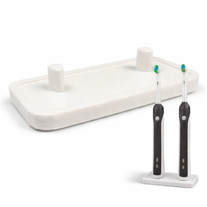Electric Toothbrush Holder Stand Compatible with Oral-B (Matte Ivory White, Double)