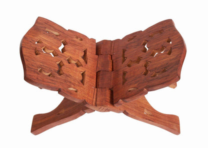 IBLAY Beautifully Hand Carved Quran Holy Geeta Bible Holder Support Folding Religious Prayer Stand Wooden Holy Book Stand