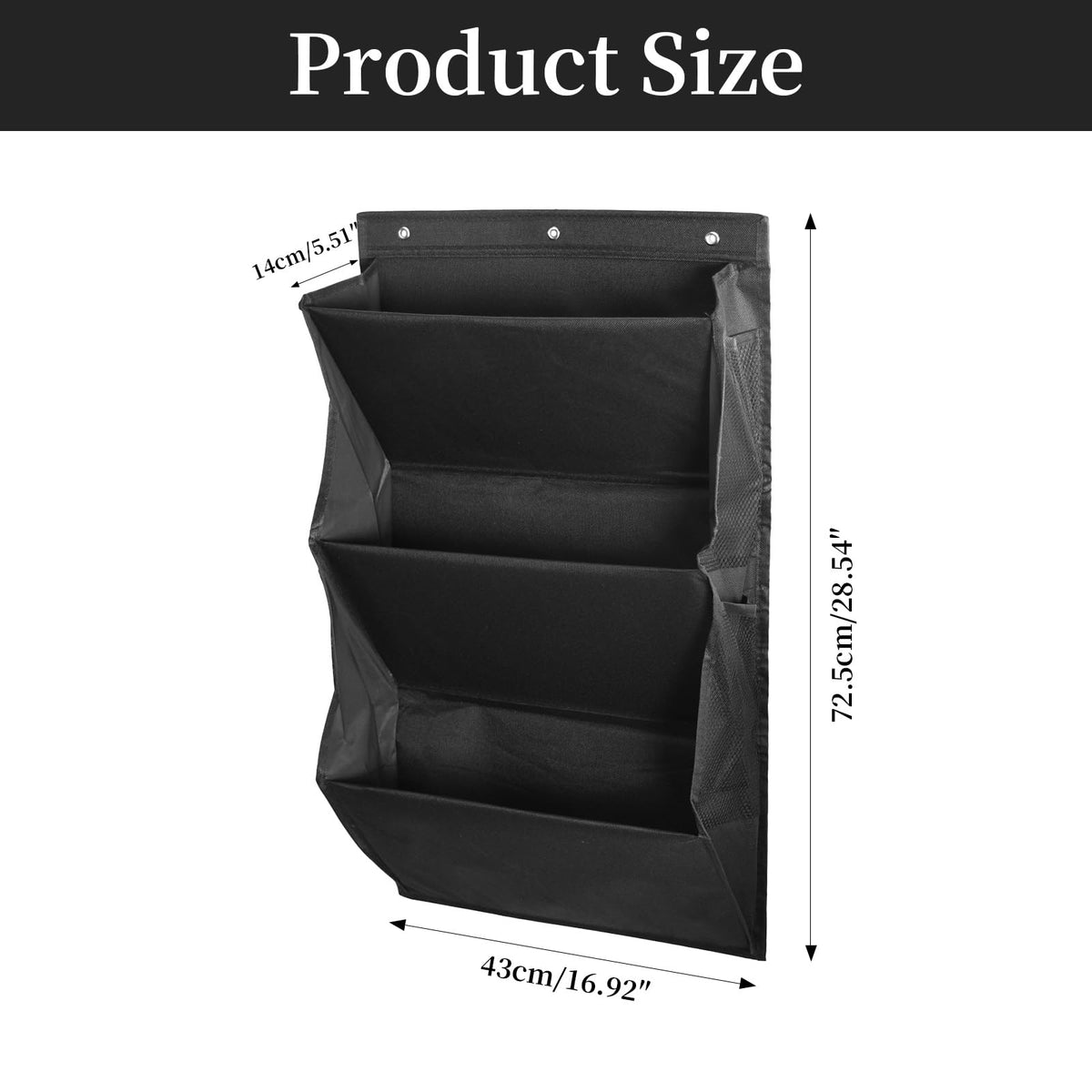 Godneei Hanging Shoe Storage with 3 Large Compartments & 4 Mesh Pockets, Over Door Storage Organizer for RV, Space-Saving (Black)