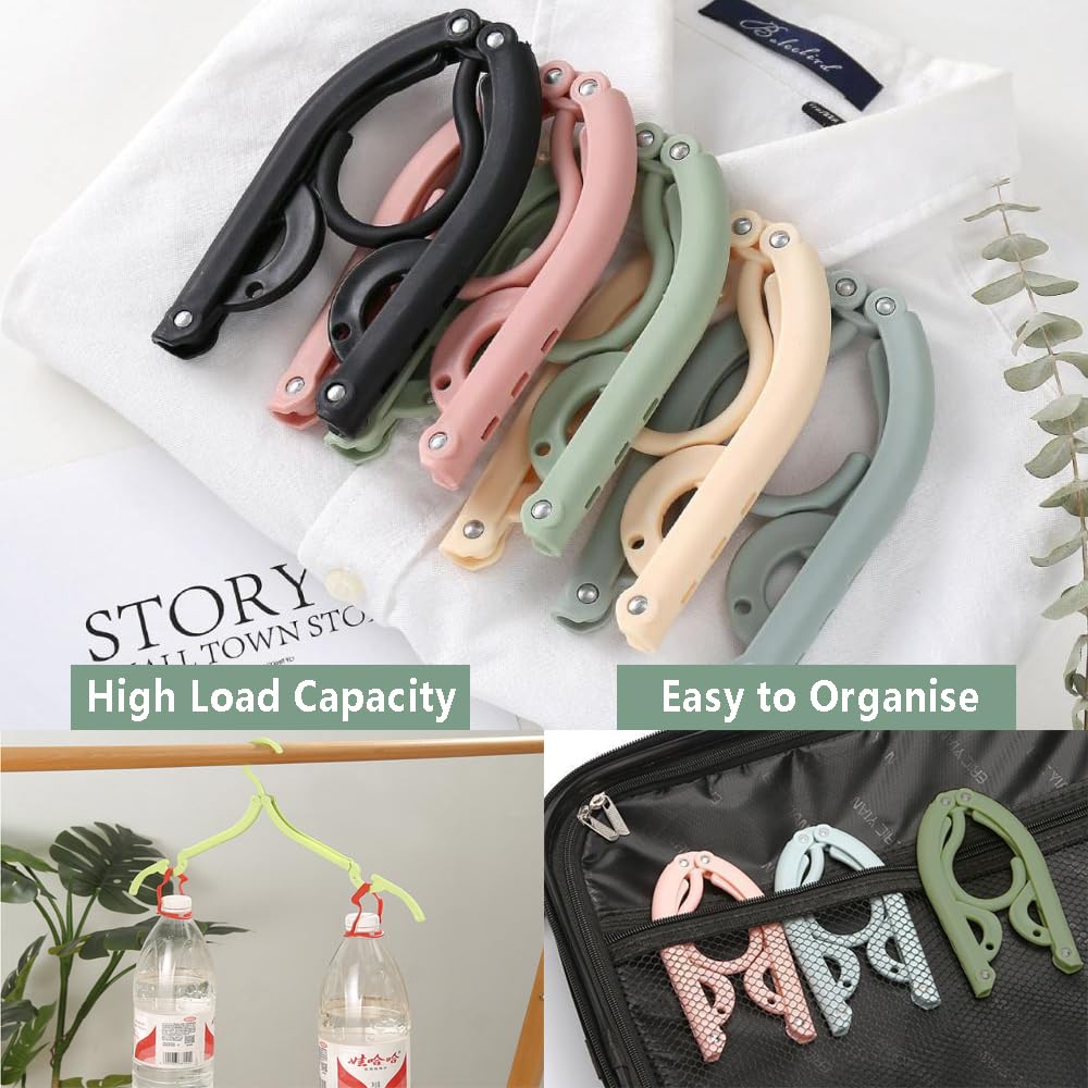 Kiswleon 28PCS Black Travel Hangers Foldable Lightweight,Travel Coat Hangers,Plastic Travel Hanger Foldable,Folding Coat Hanger for