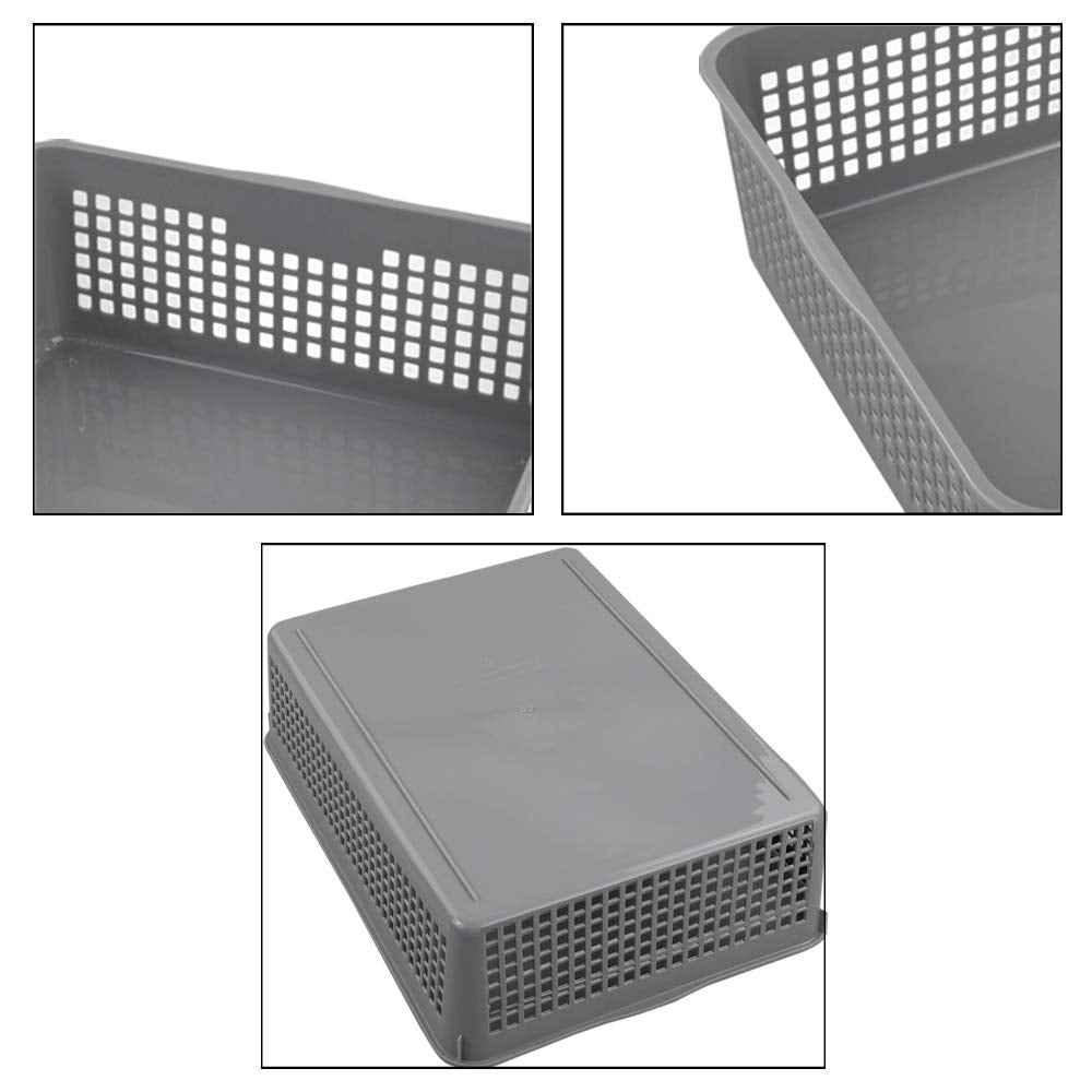 Eudokky A4 Grey Plastic Basket Tray, Rectangular Storage Baskets, Set of 6