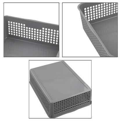 Eudokky A4 Grey Plastic Basket Tray, Rectangular Storage Baskets, Set of 6