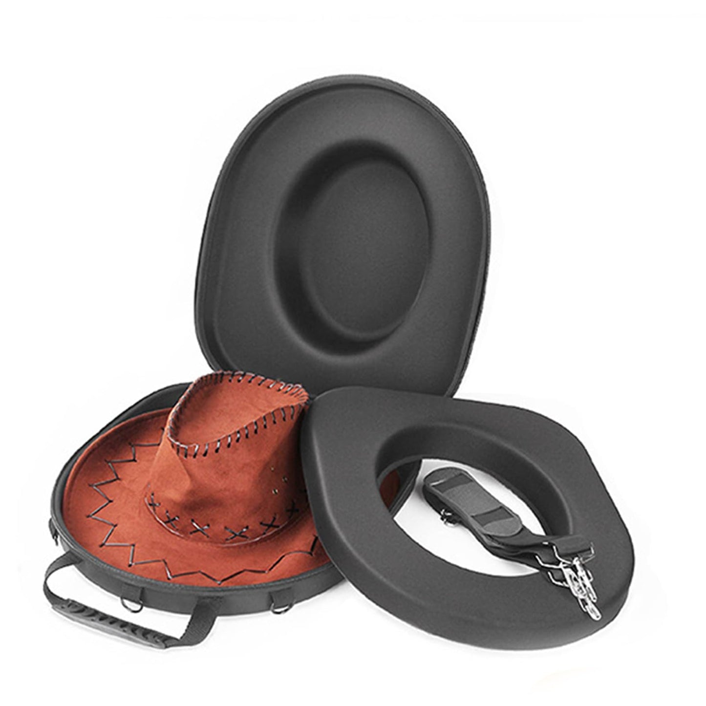 Baoblaze Cowboy Hat Storage Box Hard Case with Adjustable Strap - Travel Case for Fedora, Boater Hats, 32.5cmx15.5cmx38.5cm