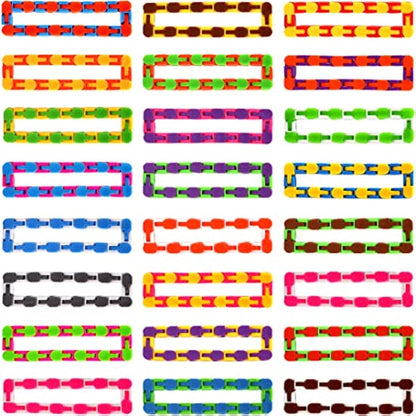 24-Pack 24 Links Wacky Tracks Toys, Puzzle Toy, Snap and Click Toys Snake Fidget Toys Click Sensory Toys for Stress Relief Party Bag Fillers