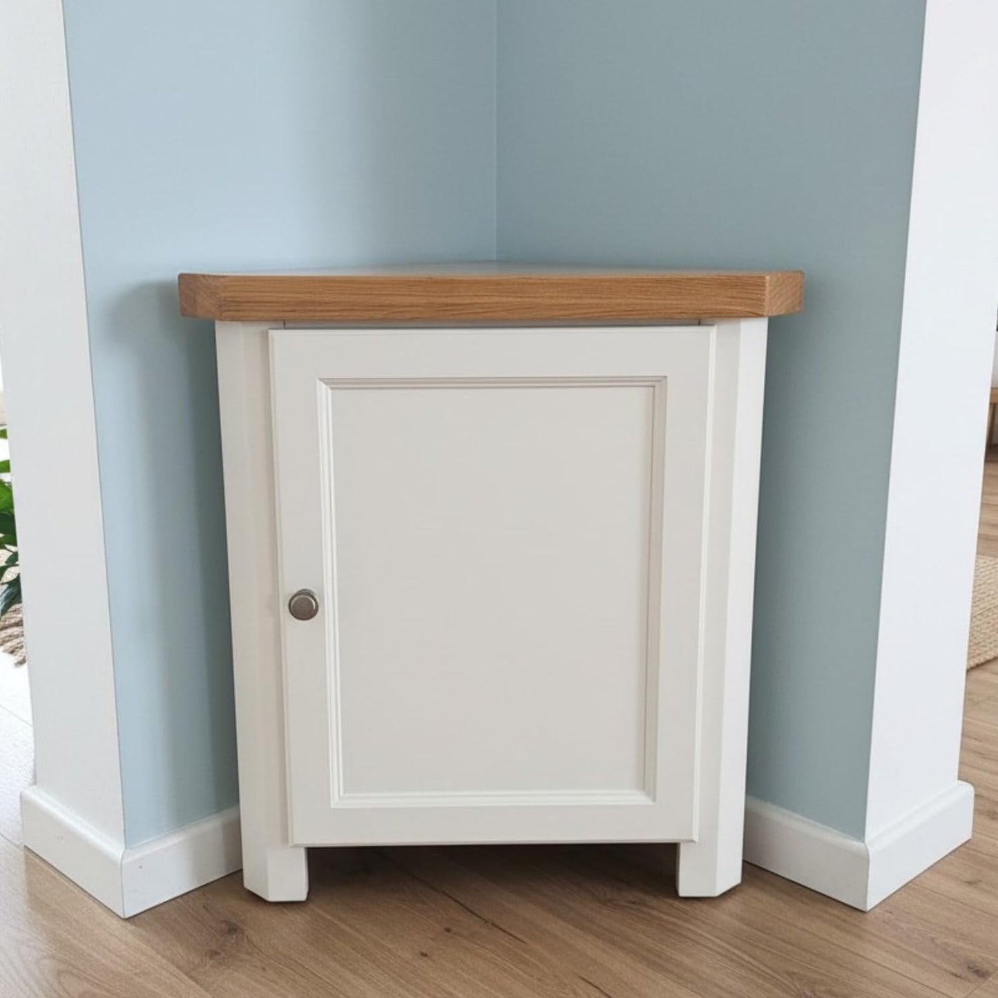 GROF GROFurniture Snow White Painted Corner Cabinet, Small Triangle Cabinet Storage Cupboard for Lvingroom, Bathroom & Hallway