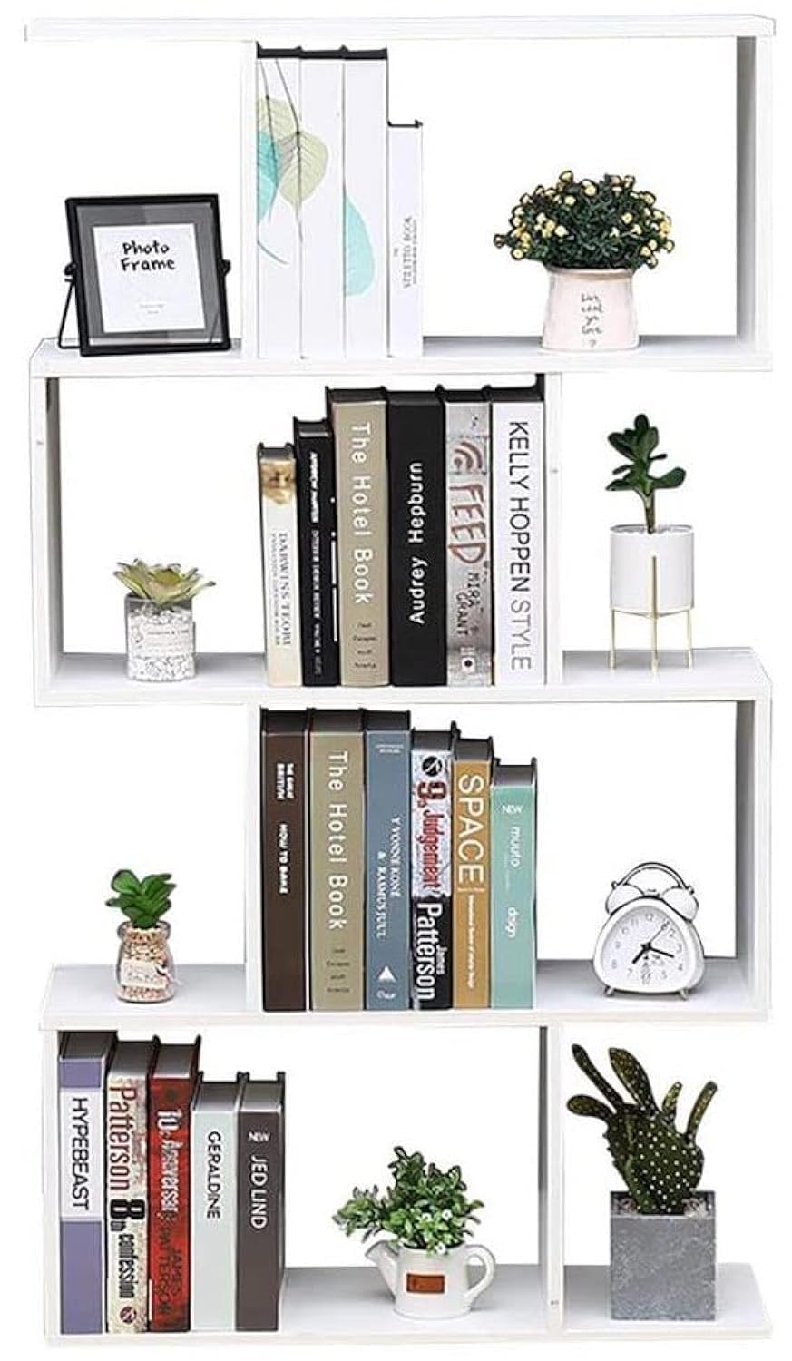 ETNIC ART Bookcase White Shelf Modern Contemporary Contemporary Partition Double-Sided Wood Home 70x23.5x127.5 Freestanding Shelves Shelves Bookcase