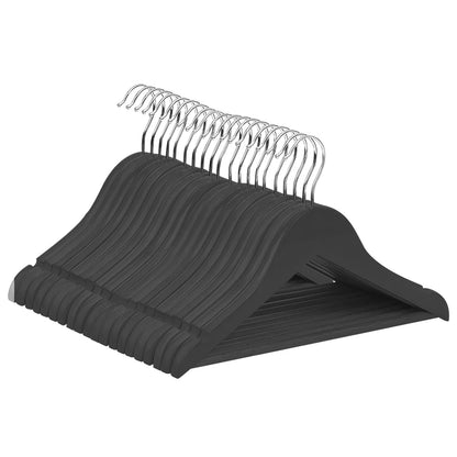 Coat Hangers,Set of 20 Natural Wood Wooden Coat Hangers with Round Trouser Bar and Shoulder Notches for Coat,Jacket,Suit,Dress,Trousers,Strong and