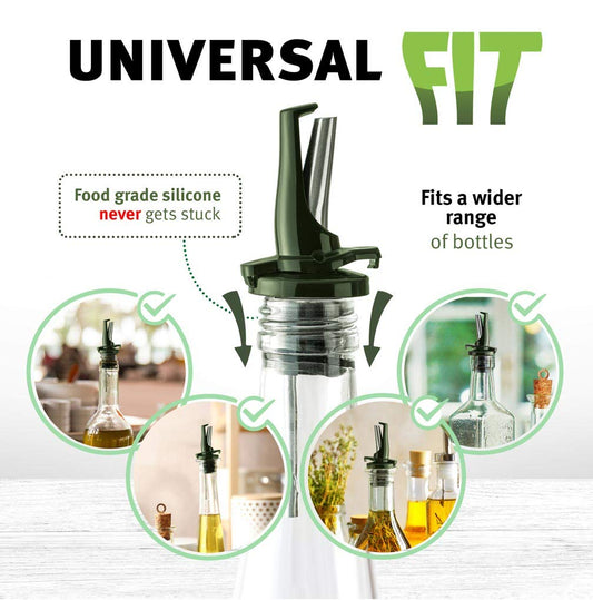 Olive Oil Bottle Drizzler Spouts | Airtight ClickSeal Bottle Pourers Keep Oil Fresh with Built-in Caps | Use Your Own Bottles as Oil Dispensers with