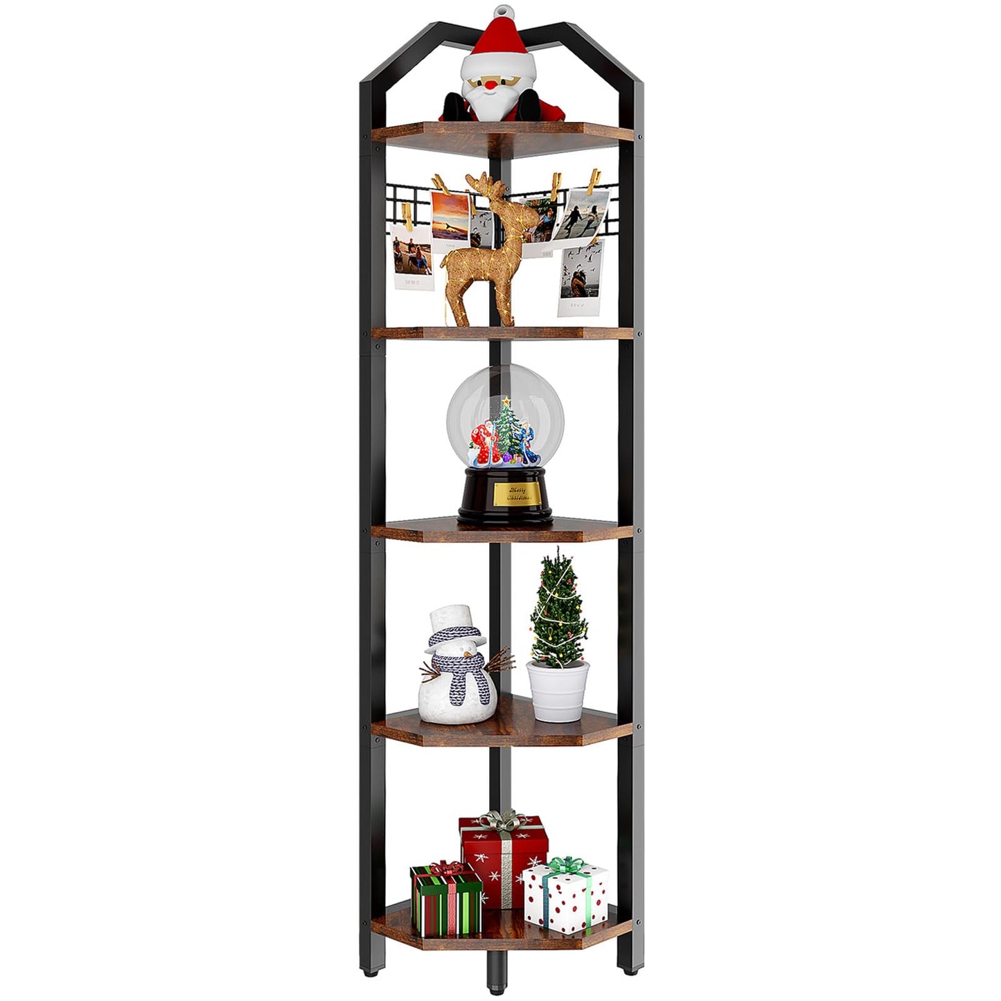 YMYNY 5 Tier Corner Shelf, Height 176CM Storage Shelf Unit Multi-Purpose Bookshelf Plant Stand, for Living Room, Bathroom, Kitchen, Bedroom, Office,