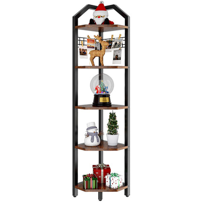 YMYNY 5 Tier Corner Shelf, Height 176CM Storage Shelf Unit Multi-Purpose Bookshelf Plant Stand, for Living Room, Bathroom, Kitchen, Bedroom, Office,