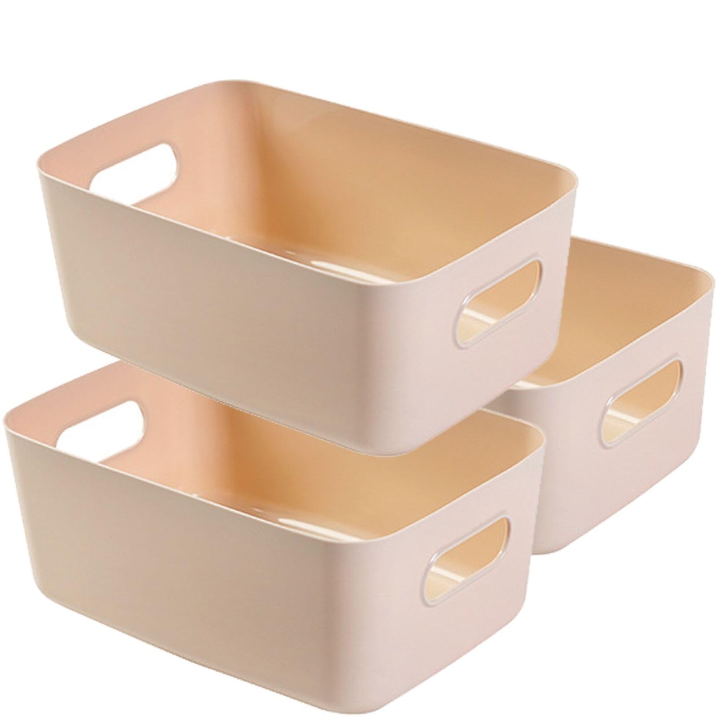 JMYDecor Storage Boxes,Rectangular Box, Set of 3 Plastic Studio Baskets Organiser For Kitchen, Home, Office Bathroom