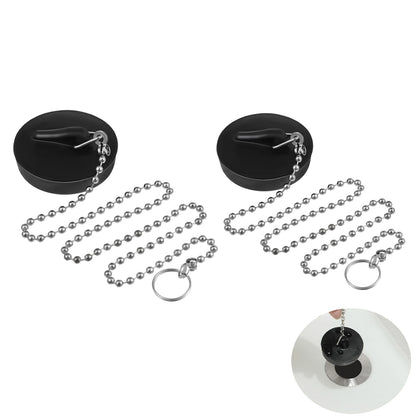 Yeenano Sink Plug,2 Pcs Kitchen Sink Plug Universal Rubber Drain Stopper with Stainless Steel Chain Sink Plug Replacement For Bathtub Sink Bathroom