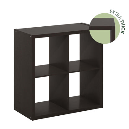 Furinno CUBICLE Book Shelf, 4-Cube Bookself, Thick Frame Bookcase with Reversible Open Back, 14.6 x 30 x 30, for Living Room, Bedroom, Home Office