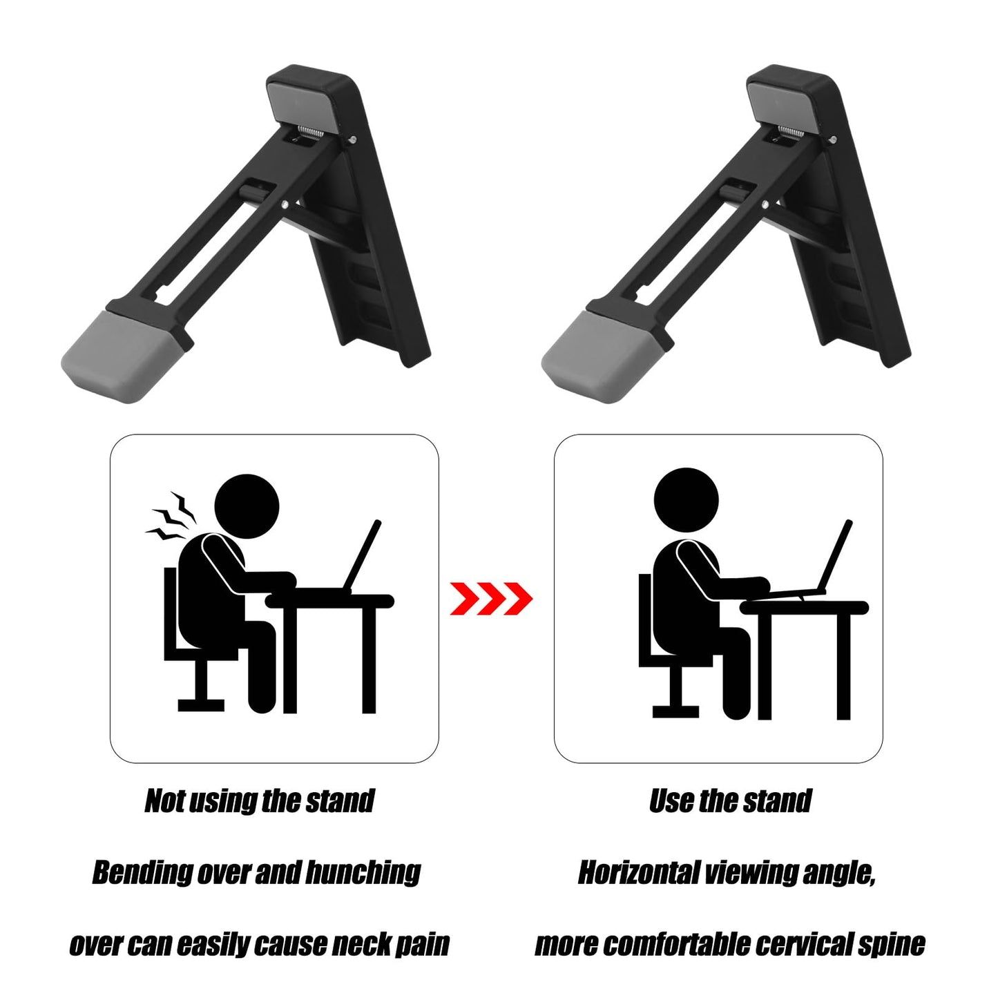 Gosknor 2pcs Foldable Keyboard Riser Stand for Desk, Adjustable Tilt & Portable Mini Laptop Feet Ergonomic Computer Keyboard Lift with Anti-Slip Pads