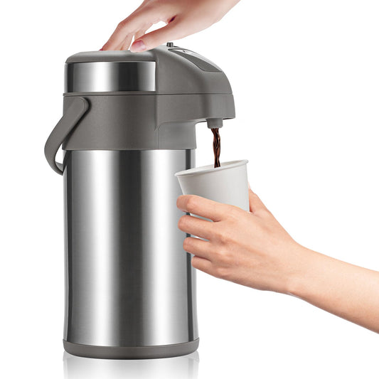 Olerd Coffee Pump Flask, 4L Stainless Steel Airpot Hot Beverage Dispenser & Hot Water Urn-Coffee Carafe Perfect for Coffee and Tea