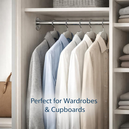 Round Wardrobe Rail 25mm Polished Chrome Hanging Tube for Wardrobes & Cupboards (1200mm (1.2m) ~47.2″)