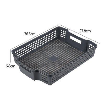 Eudokky 6 Packs Stackable Storage Baskets, Grey Plastic Storage Tray