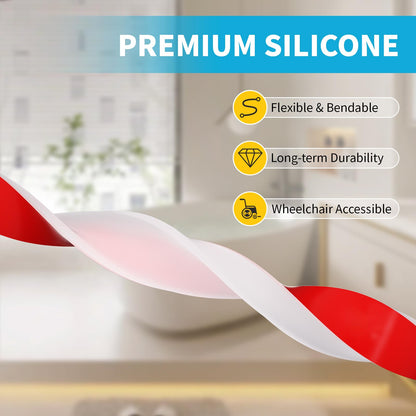 DLYYPLUS 67"/1.7M Wet Room Floor Barrier Self-Adhesive Silicone Shower Threshold Water Dam Keeps Water Inside Threshold Dry and Wet Separation