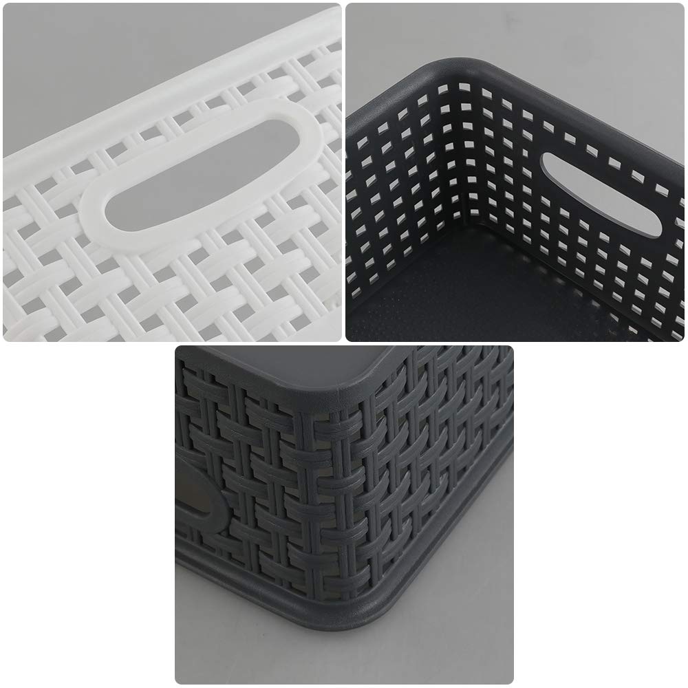 Asking 6-Pack Plastic Storage Baskets, Weave Basket Organizer