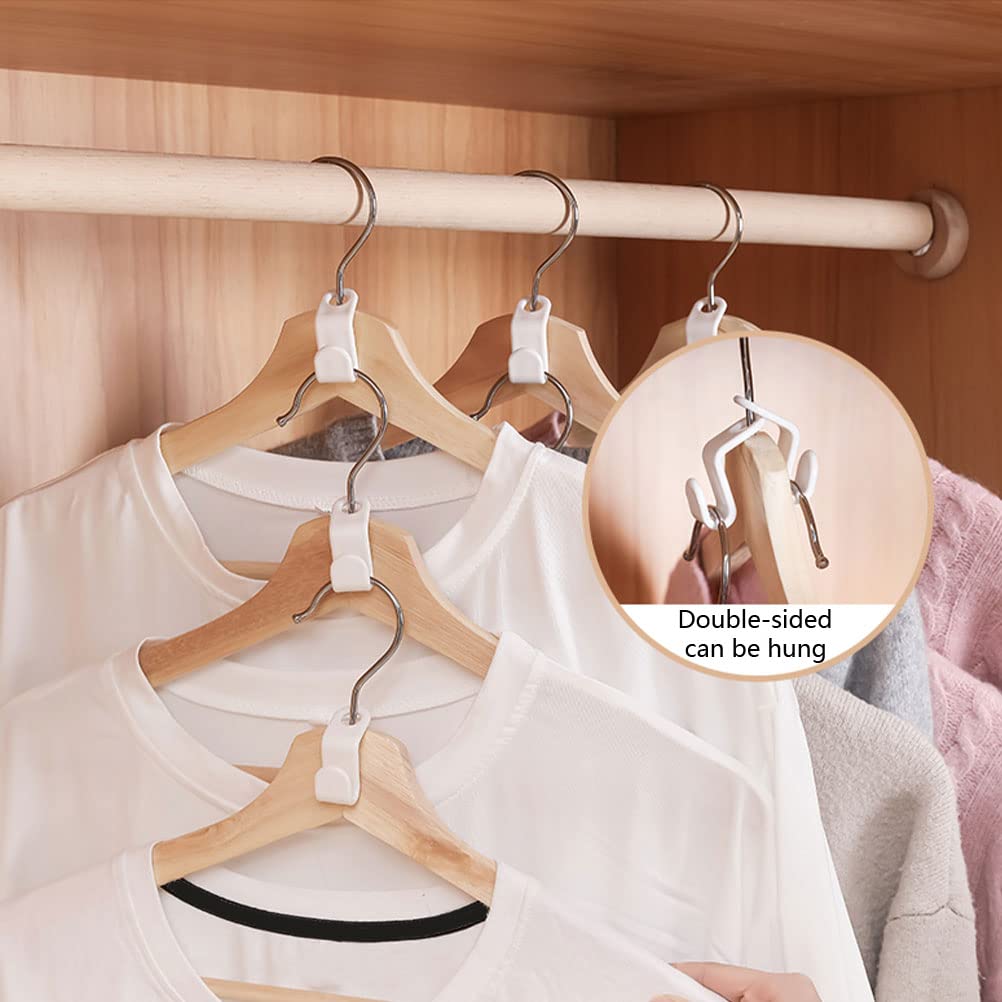 60 Pcs Hanger Connector Hooks, Space Saving Cascading Hanger Hooks,White