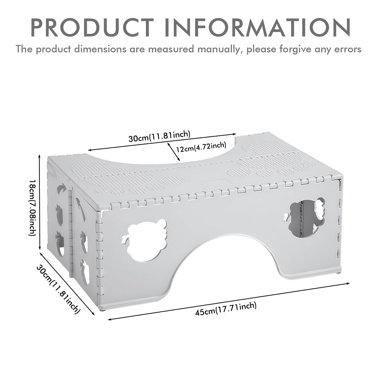 PRITOK Foldable Toilet Squat Stool: Foldable Plastic Toilet Stool for Bathroom, Non-Slip Step for Healthy Squatting Posture