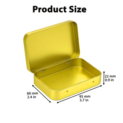Forever bene 20 Gold Small Metal Tins with Hinged Lids, 20 Pieces, Gold, each piece measures 9,5 × 6 × 2,2 cm