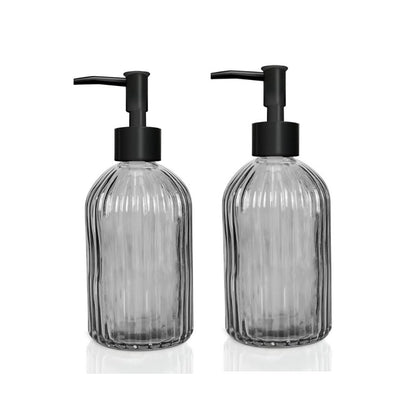 Ulable 2 Pack Glass Soap Dispensers 400 ML/14Oz, Pump Bottle Dispenser Grey