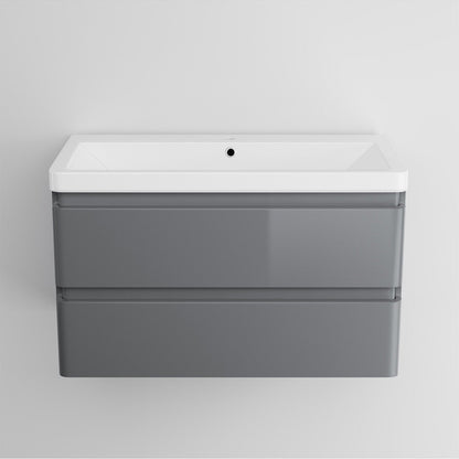 iBathUK Modern Grey Gloss Wall Hung Sink Drawer Unit 800mm (FlatPack)