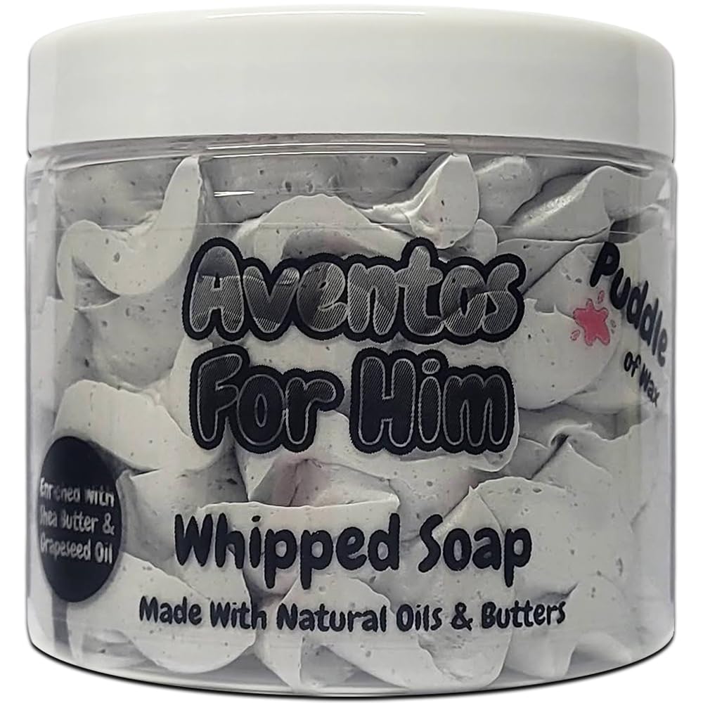 Aventos For Him Whipped Soap Body Wash - 150g - Natural Oils and Butters - Aftershave Scent - Vegan Friendly - Puddle of Wax - Made in the UK