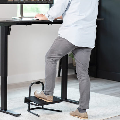VIVO Black Ergonomic Height Adjustable Standing Foot Rest Relief Platform for Standing Desks (STAND-FT01)
