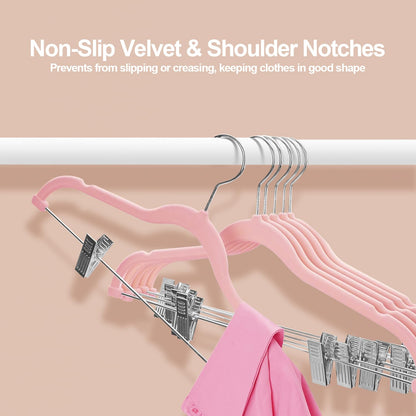 Stormix Vevlt Hangers with Clips Non-Slip for Pants, Skirt 24 Pack Pink