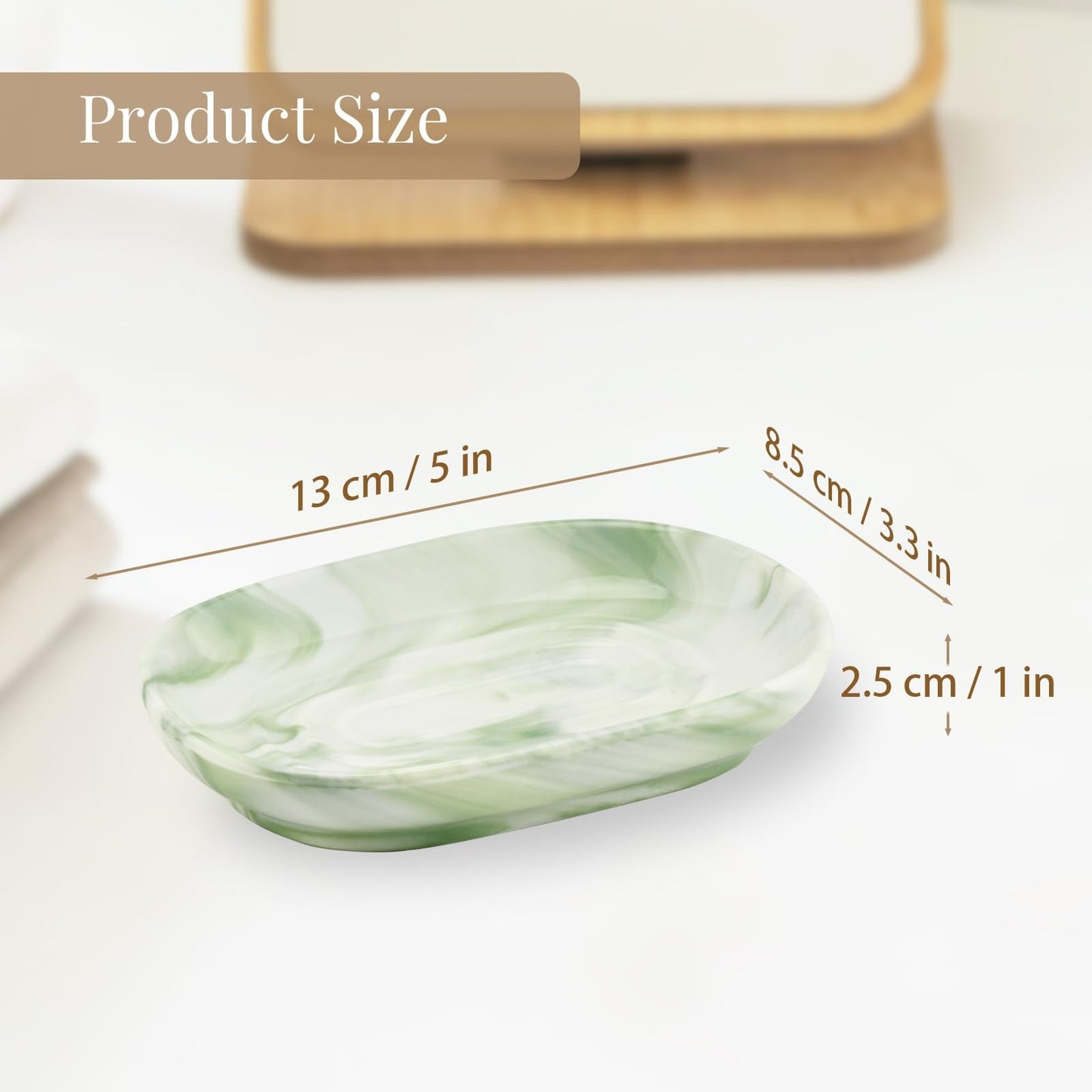 YoHyien Ceramic Soap Dish, Anti-Slip Marble Soap Dish for Bathroom, Soap Tray Dish, Soap Holder for Shower, Kitchen, and Sink