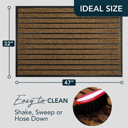 ubdyo Door Mats Indoor - Extra Durable Dirt Trapping Indoor Mats - Non-slip Rubber Rubber Door Mat - Low Profile Welcome Mat - (80 x 120 cm, Bright Brown)