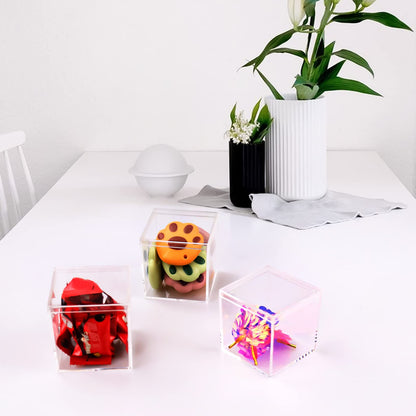 Lomgwumy Acrylic Box with Lid Small, Pack of 4, Durable, with Lid, Acrylic Square Container is Suitable for Storing Candy, Small Accessories