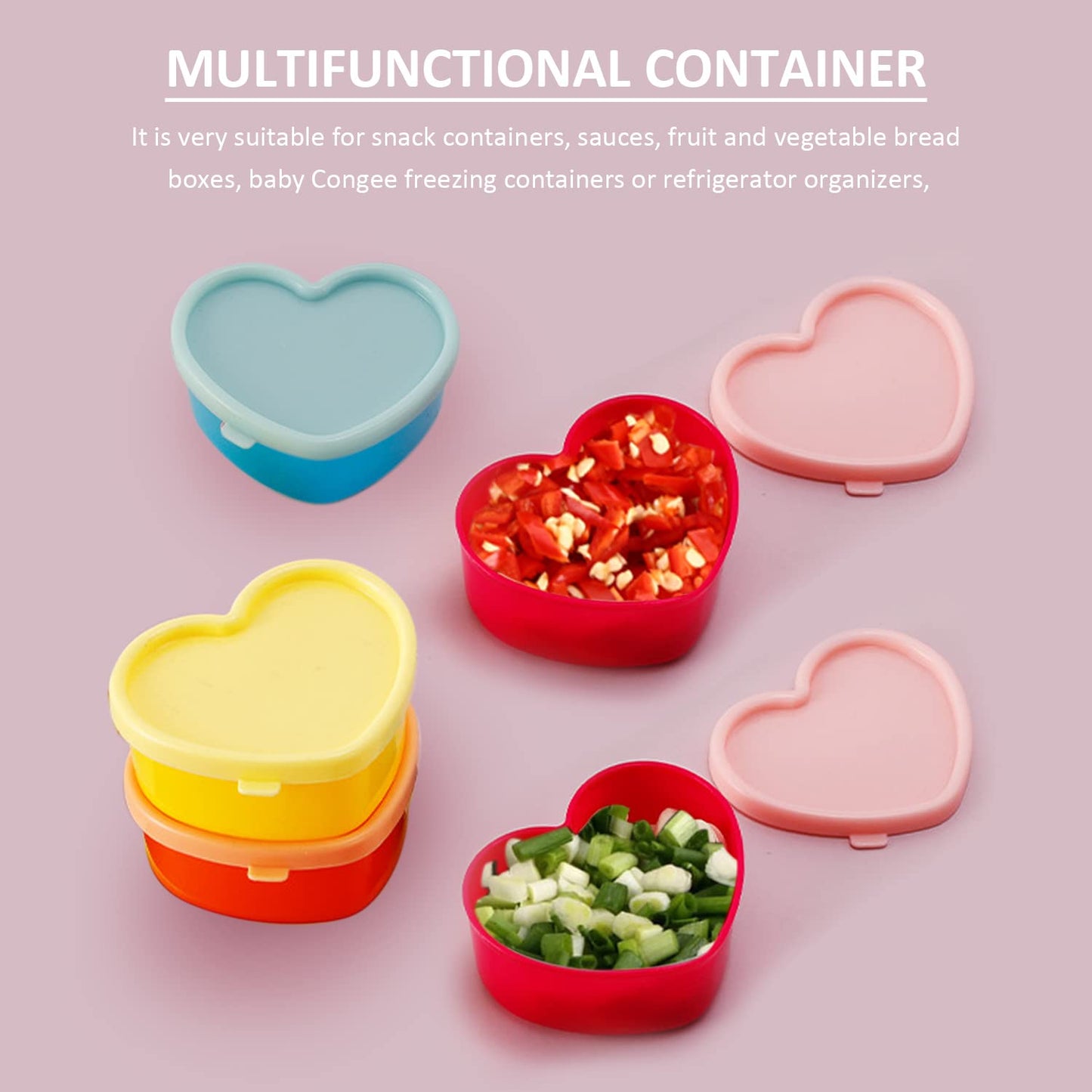 MUEEAD 5 Heart Shaped Snack & Spice Storage Box - Mini, Small & Freezer Boxes