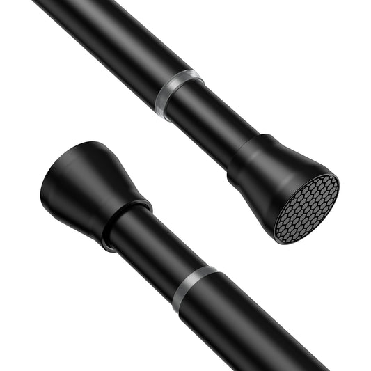 Shower Curtain Pole 70-130cm Shower Curtain Rail Non-Slip Black Extendable Curtain Poles No Drilling Shower Curtain Rod Non-Rust for