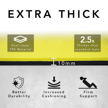 Large Exercise Mat  Extra Wide & Extra Thick Yoga Mat (183cm x 80cm x 10mm), TPE Fitness Mat with Free Carry Straps, Perfect for HiiT Home Workouts &