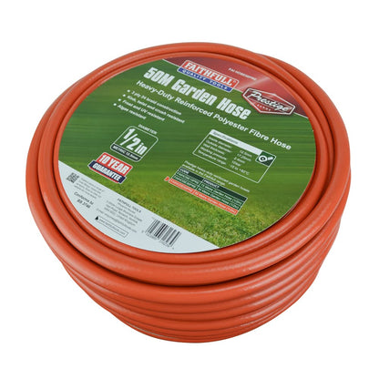 Faithfull FAIHOSE50PRE 50M (164 ft) Prestige Heavy-Duty Reinforced PVC Garden Hose 12.7 mm (1/2 Inch) Diameter, Orange