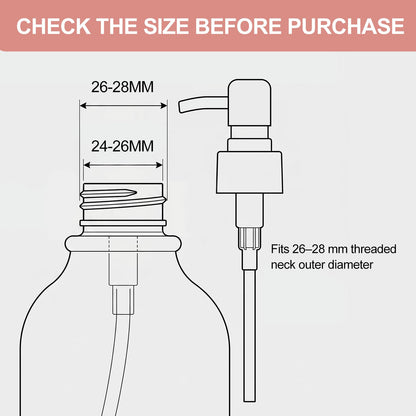 Pollock 2pcs Pump Dispenser Stainless Steel, Replacement for Standard Neck Size - 26-28 mm Thread Fits Most Hand Soap Dispenser (Gold Brushed)
