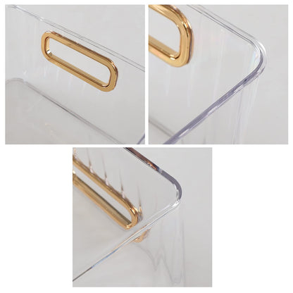 Ortodayes Clear Pantry Organiser Basket Bin, Fridge Organiser with Handles Set of 4