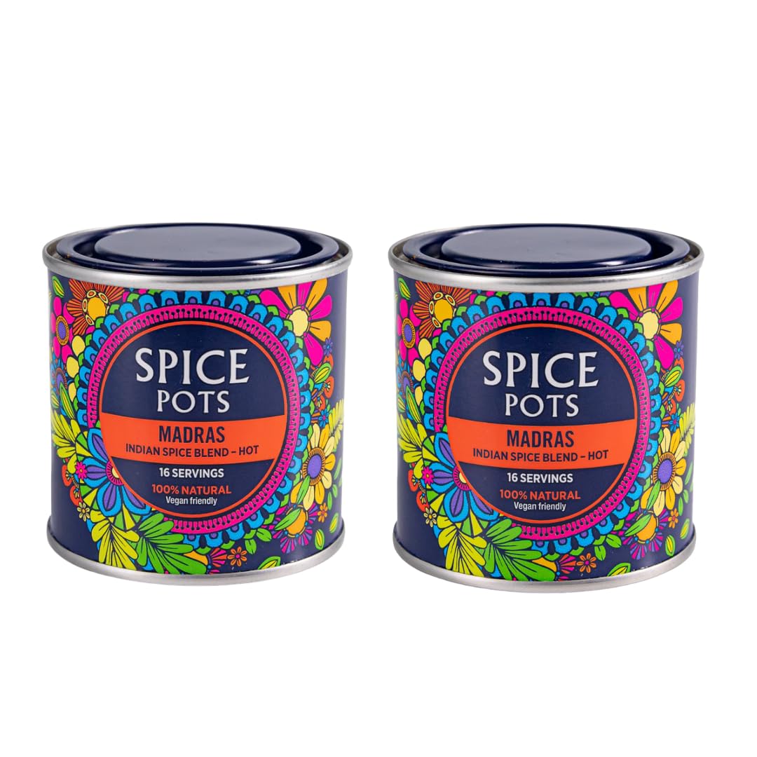 Madras Curry Powder By Spice Pots 80g (Pack of 2) - 100% Naturally Gluten Free & Vegan Indian Curry Powder - Dry Spice Mix For Fish, Chicken &