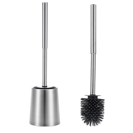 SOPRANNOMIN SUS304 Stainless Steel Toilet Brush and Holder Toilet Brush and Holder TPE Silicone Brush Head Toilet Cleaner for Bowl Bathroom Cleaning
