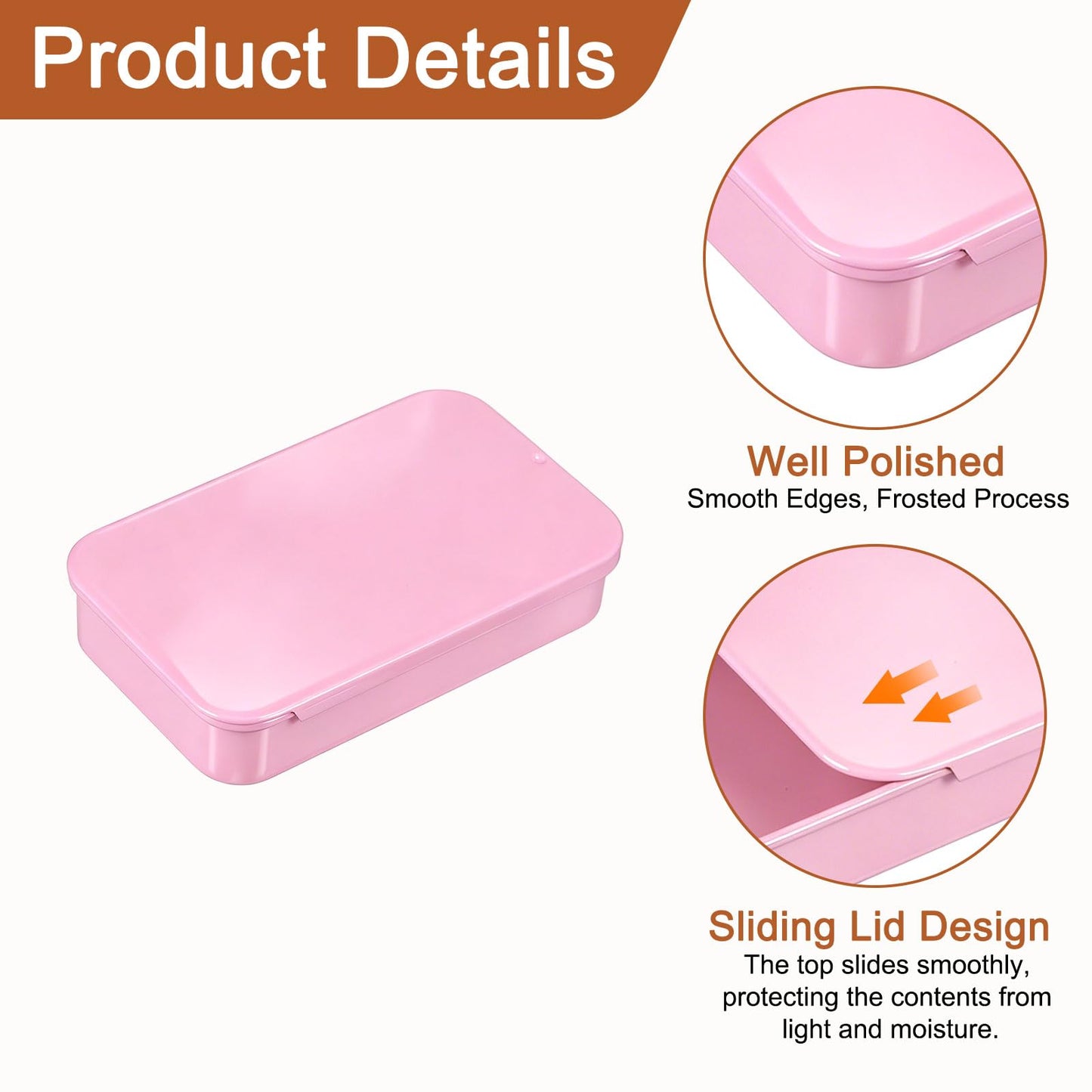 sourcing map 2 Pcs Metal Tin Box Container, 3.1x2x0.6 Inch Slide Top Tin Containers Empty Rectangular Storage Box Portable Mini Tin Case for Candy